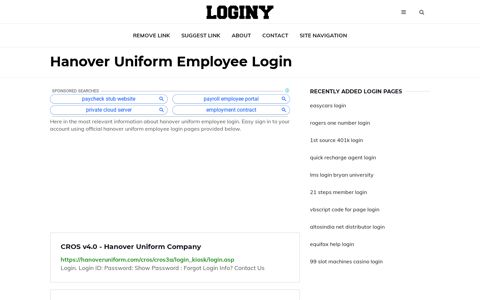 Hanover Uniform Employee Login ✔️ One Click Login - loginy.co.uk