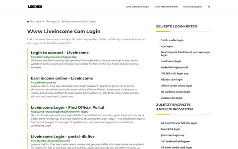 Www Liveincome Com Login | Allgemeine Informationen zur ...