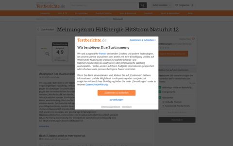 Meinungen zu HitEnergie HitStrom Naturhit 12 | Testberichte.de