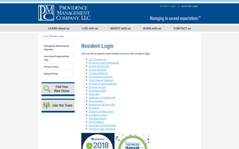 Resident Login | Providence Management