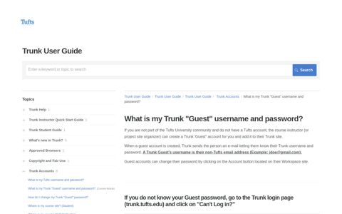 What is my Trunk "Guest" username and password?