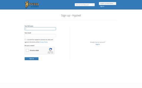 Sign up - Hypixel