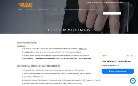 List of LTOPF Requirements - Trust Trade