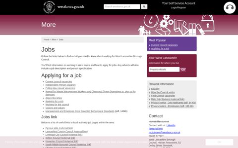 Jobs - West Lancashire Borough Council