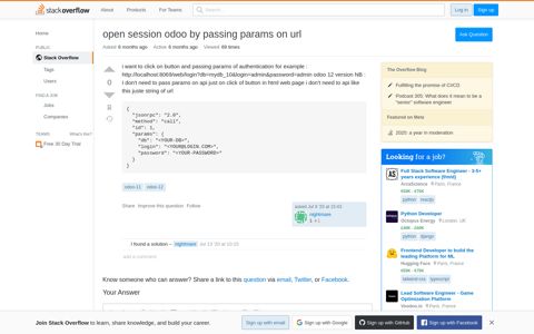 open session odoo by passing params on url - Stack Overflow