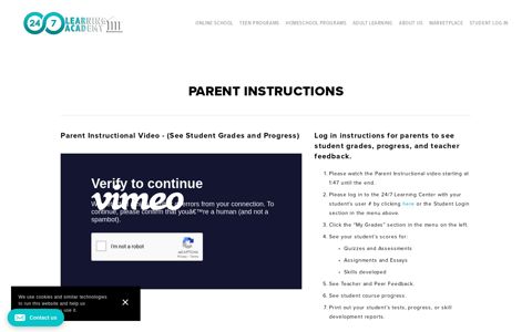 Parent Login Instructions — 24/7 Learning Academy