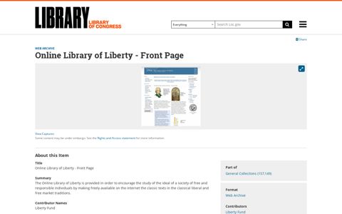 Online Library of Liberty - Front Page | Library of Congress