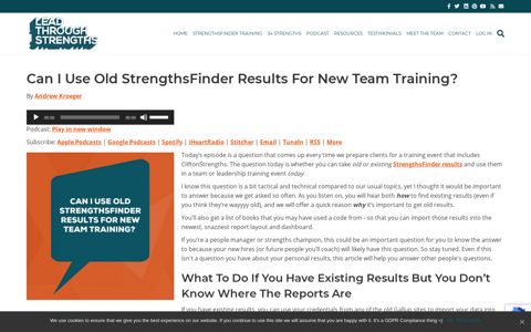 Can I Use Old StrengthsFinder Results For New Team Training?