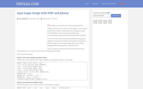 Ajax Login Script with PHP and jQuery – PHPZAG.COM