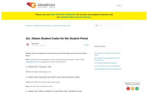 12c. Obtain Student Codes for the Student Portal – GradeCam