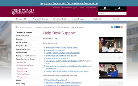 HCC Student Email FAQs - Howard Community College