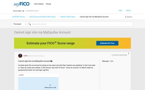 Cannot sign into my MyEquifax Account - myFICO® Forums ...