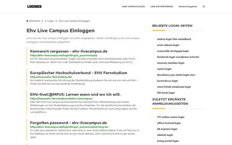 Ehv Live Campus Einloggen | Allgemeine Informationen zur ...