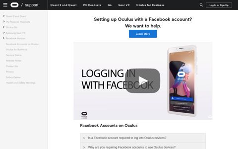 Facebook Accounts on Oculus - Oculus Support