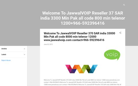 Welcome To JawwalVOIP Reseller 37 SAR india 3300 Min ...
