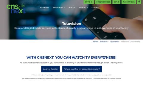 Watch TV Everywhere | CNS Internet - CNSNext
