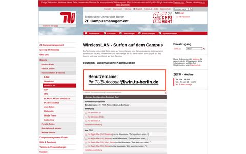 ZECM: WirelessLAN - tubIT - TU Berlin