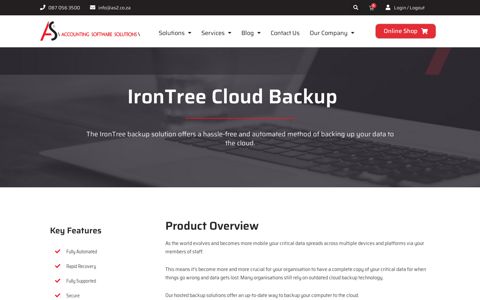 IronTree Cloud Backup | AS2 Accounting Software Solutions