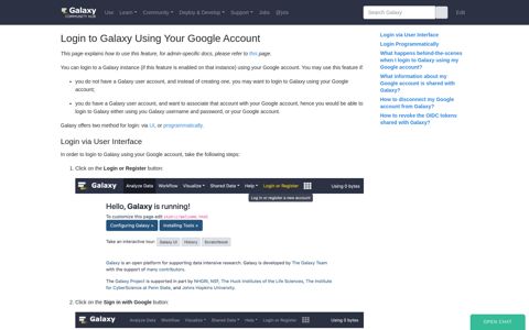 Login to Galaxy Using Your Google Account - Galaxy Project