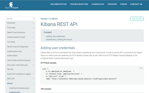 Using the Kibana API | Security for Elasticsearch | Search Guard