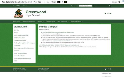 Infinite Campus - Greenwood High School