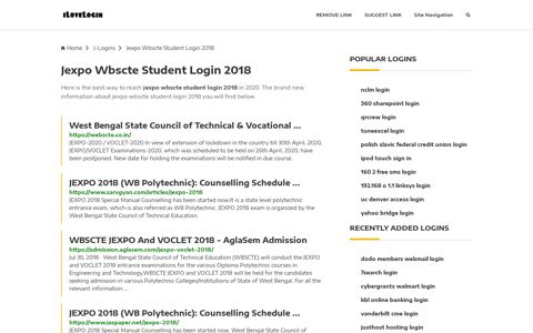 Jexpo Wbscte Student Login 2018 ❤️ One Click Access - iLoveLogin