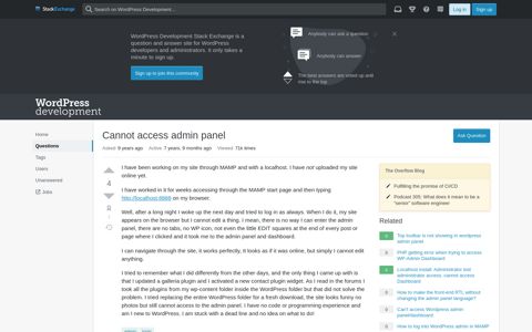 Cannot access admin panel - WordPress Development Stack ...