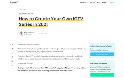 How to Create Your Own IGTV Series in 2021 - Later Blog