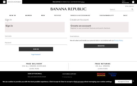 My Banana Republic Account Login | Banana Republic® EU