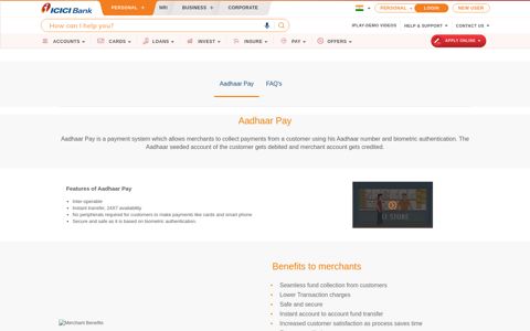 Aadhaar Pay - ICICI Bank