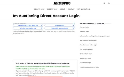 Im Auctioning Direct Account Login - AhmsPro.com