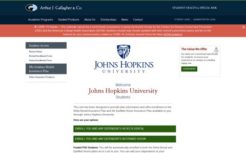 Johns Hopkins UniversityStudents - Gallagher Student Health ...