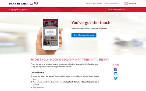 Fingerprint Sign-in - Bank of America