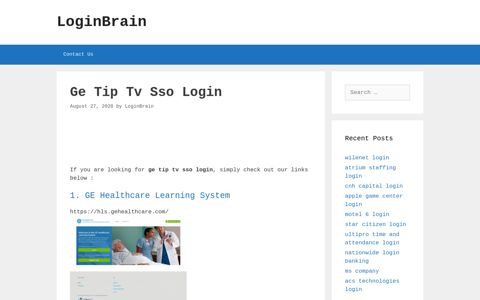 Ge Tip Tv Sso - Ge Healthcare Learning System - LoginBrain