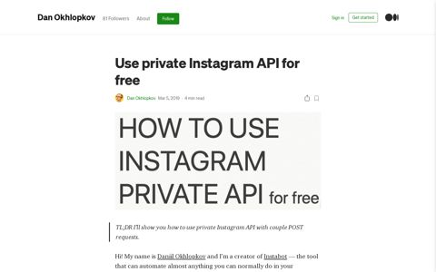 Use private Instagram API for free | by Dan Okhlopkov | Medium