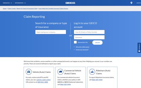 Claim Reporting | GEICO