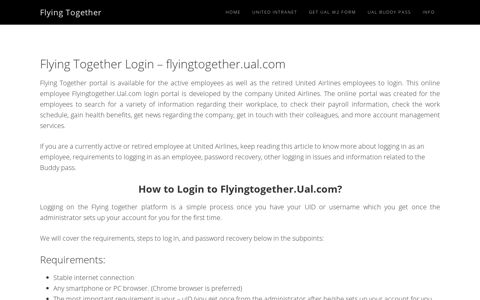 Flying Together - Flyingtogether.Ual.com Uninted Intranet Login