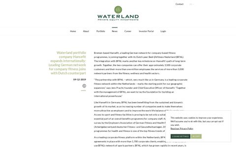 Waterland portfolio company Hansefit expands internationally ...