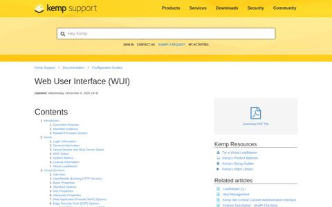 Web User Interface (WUI) – Kemp Support