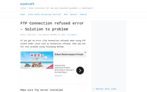 FTP Connection refused error - Solution to problem - nixCraft