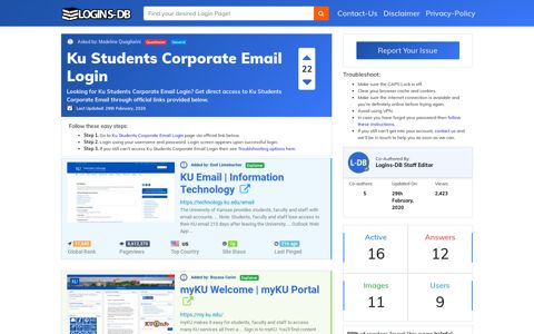 Ku Students Corporate Email Login - Logins-DB
