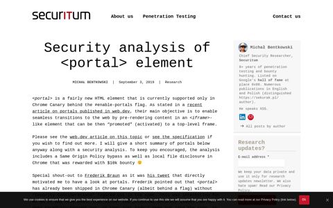 Security analysis of <portal> element - research.securitum.com