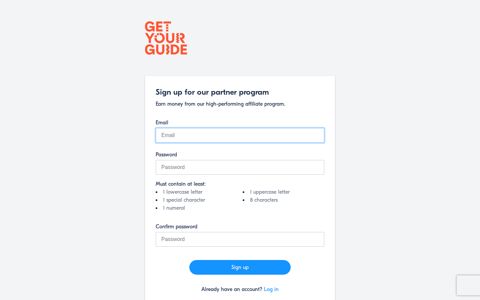 Sign Up - GetYourGuide Partner Program