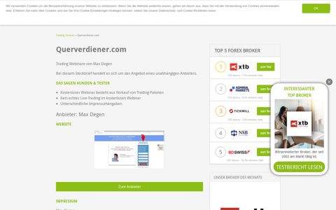 Querverdiener.com Max Degen Erfahrungen 2020 - BrokerDeal
