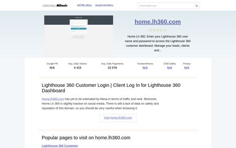 Home.lh360.com website. Lighthouse 360 Customer Login ...