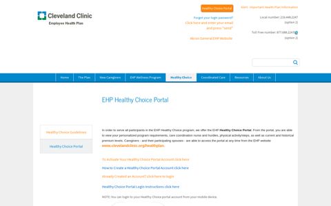Healthy Choice Portal - Cleveland Clinic Employee Health Plan