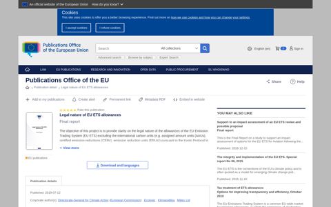 Legal nature of EU ETS allowances - Publications Office of the ...