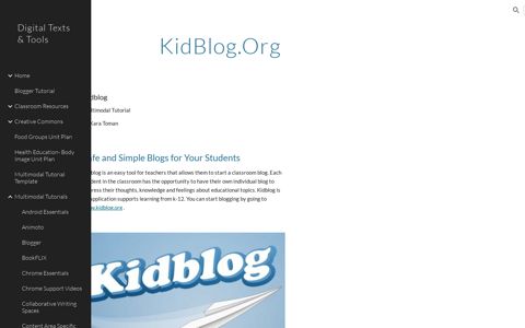 Digital Texts & Tools - KidBlog.Org - Google Sites