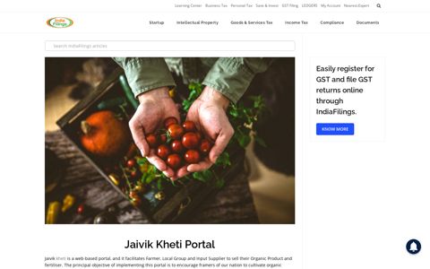 Jaivik Kheti Portal - User Registration Procedure - IndiaFilings
