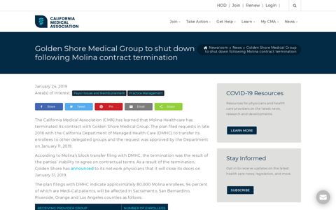 Golden Shore Medical Group to shut down following Molina ...